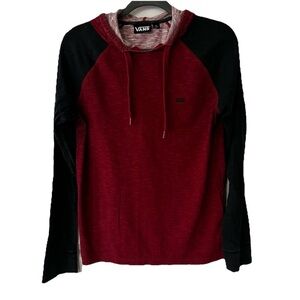 Vans Men's Long Sleeve Lightweight  Hoodie in burgundy and dark gray